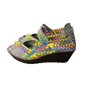Steven by Steve Madden Brynn Peep Toe Casual Bright Multi Wedges colorful